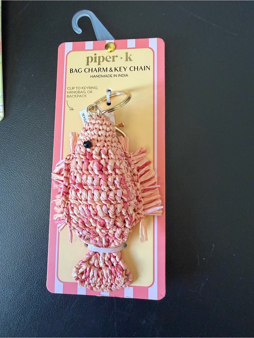 Viral piper k Handmade Raffia Fish Bag Charm & Key Chain NWT